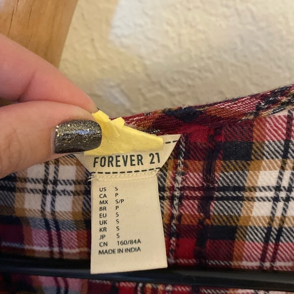 Boxy tartan print peasant top with tassles - Picture 3 of 3